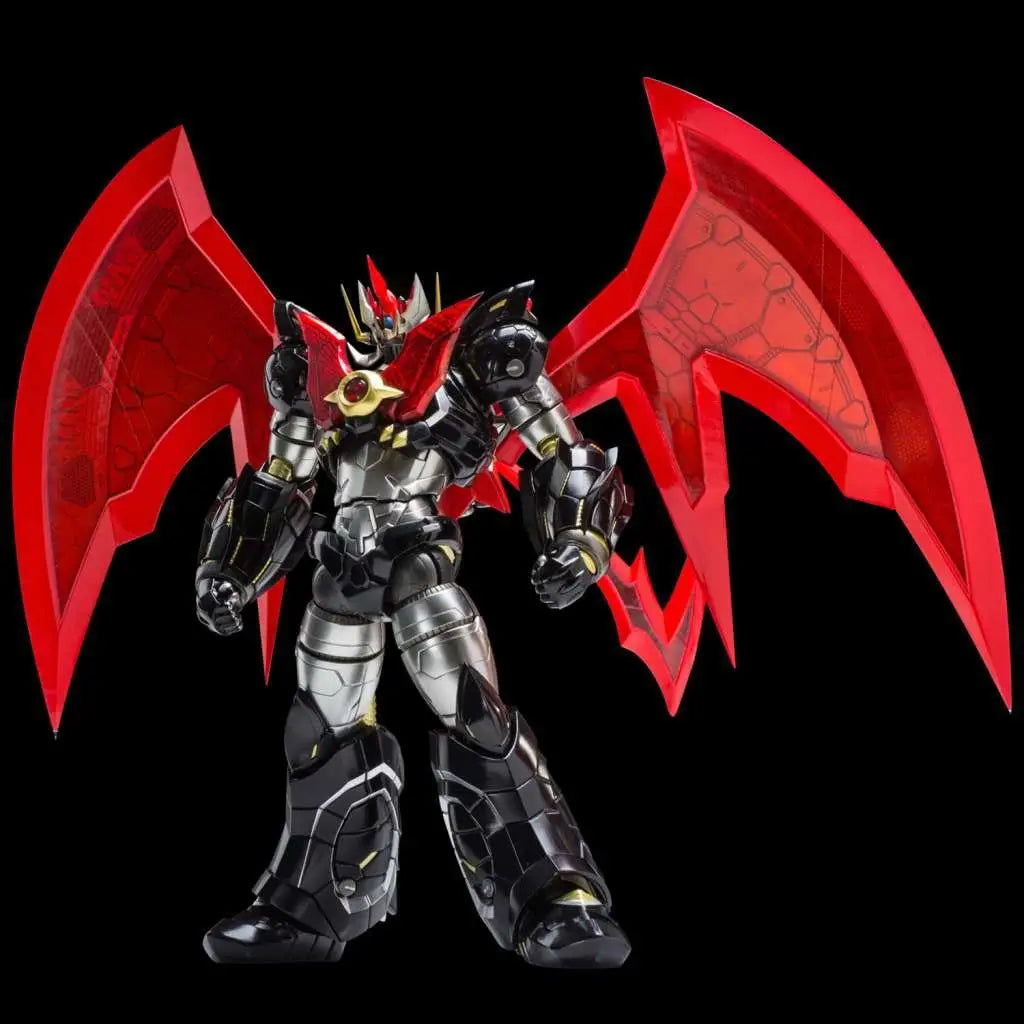 Röd och svart pansrad robotfigur med genomskinliga röda vingar, Riobot Mazinkaiser (re-run)