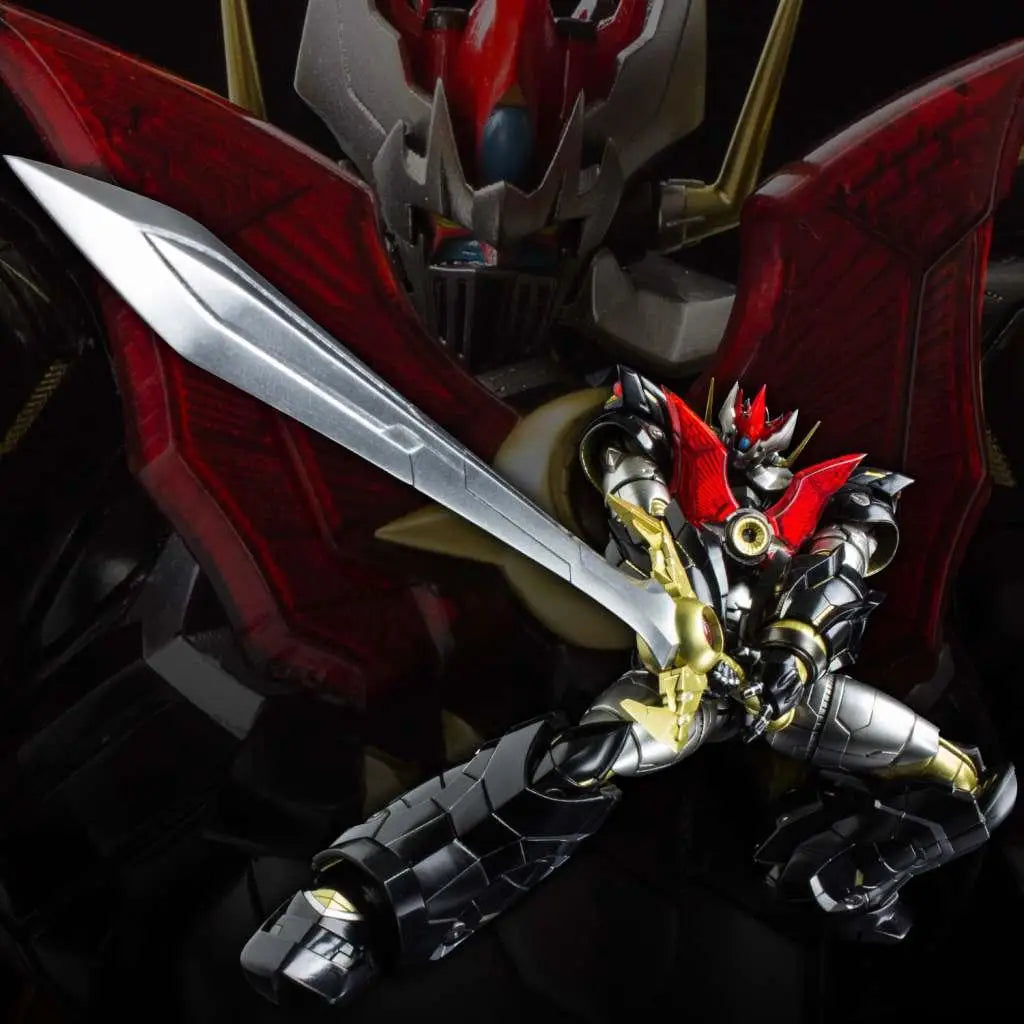 Riobot Mazinkaiser samlarfigur med röd, svart och gul rustning och silver svärd