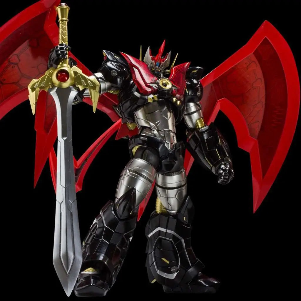 Riobot Mazinkaiser samlarfigur: svart-röd rustad robot med guldaccenter och silver svärd