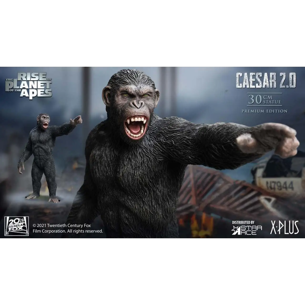 Svart, detaljerad 30 cm premium Caesar-statue från Rise of the Planet of the Apes