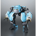 Ljusblå och grå robotmodell med gula ögon från Robot Spirits Sakugan Big Tony