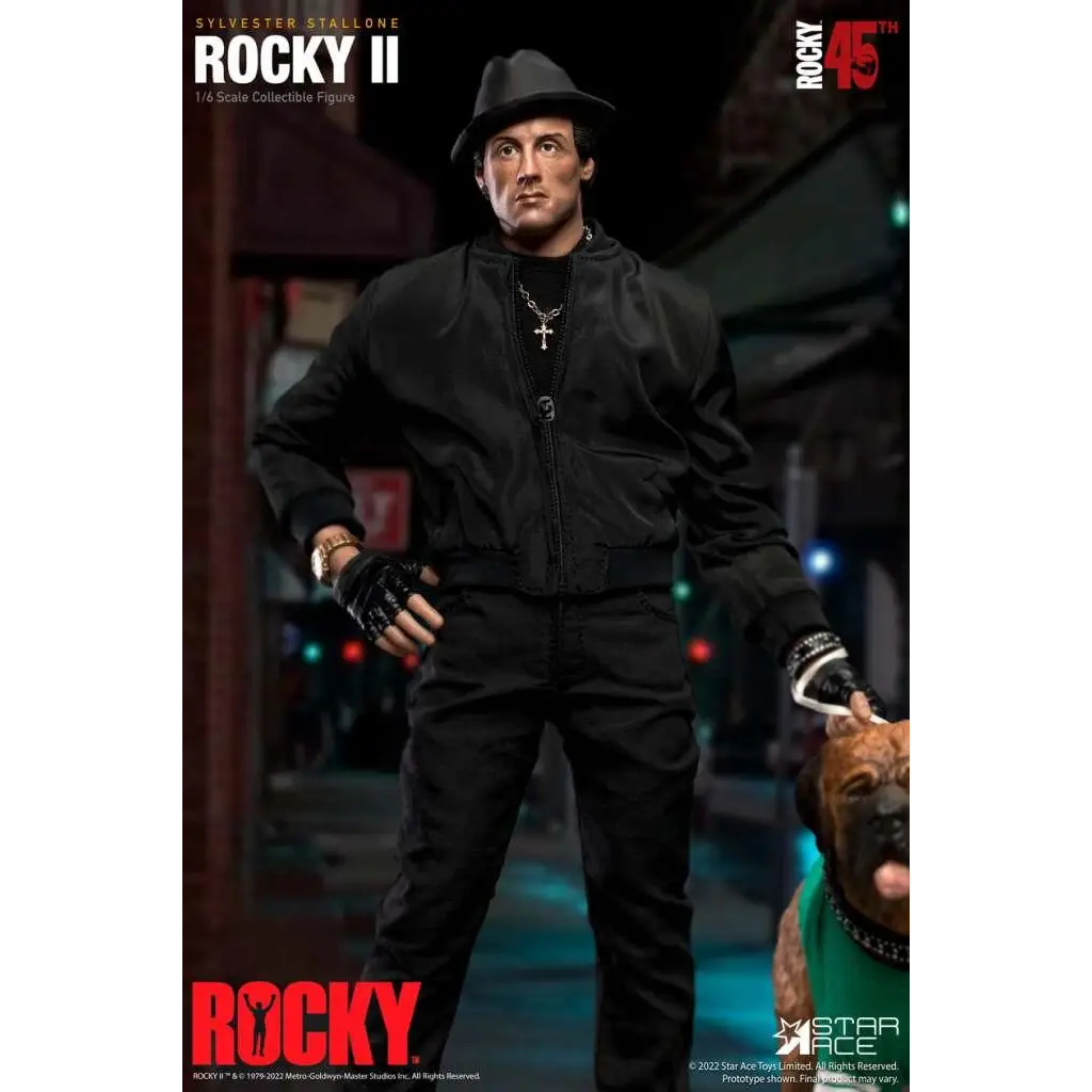 Sylvester Stallone som Rocky II i svart kostym, 1/6 deluxe figur