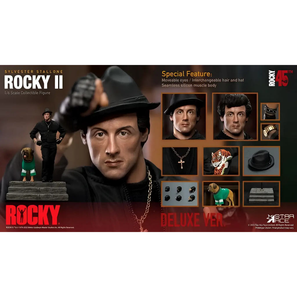 Svart fedora med böjd brädda och texturerat tyg i Rocky Balboa-figur