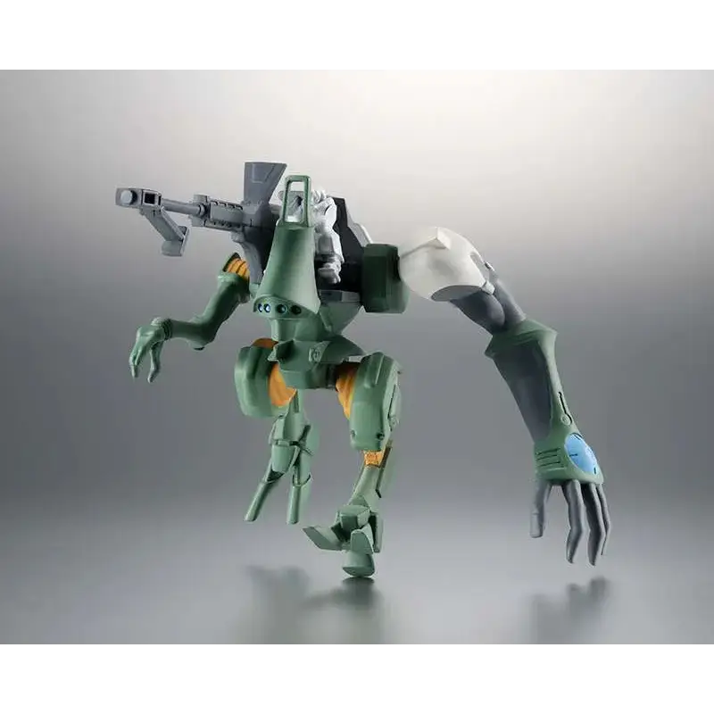 Grön och grå plastrobot med orange accenter och vapen på ryggen, Rs Gainer & Gachico Overman King Gainer-actionfigur