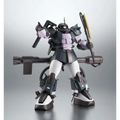 Detaljerad svart och lila plastmodell av Rs MS-06R-1A Zaku II High Mobility Type Gundam med vapen