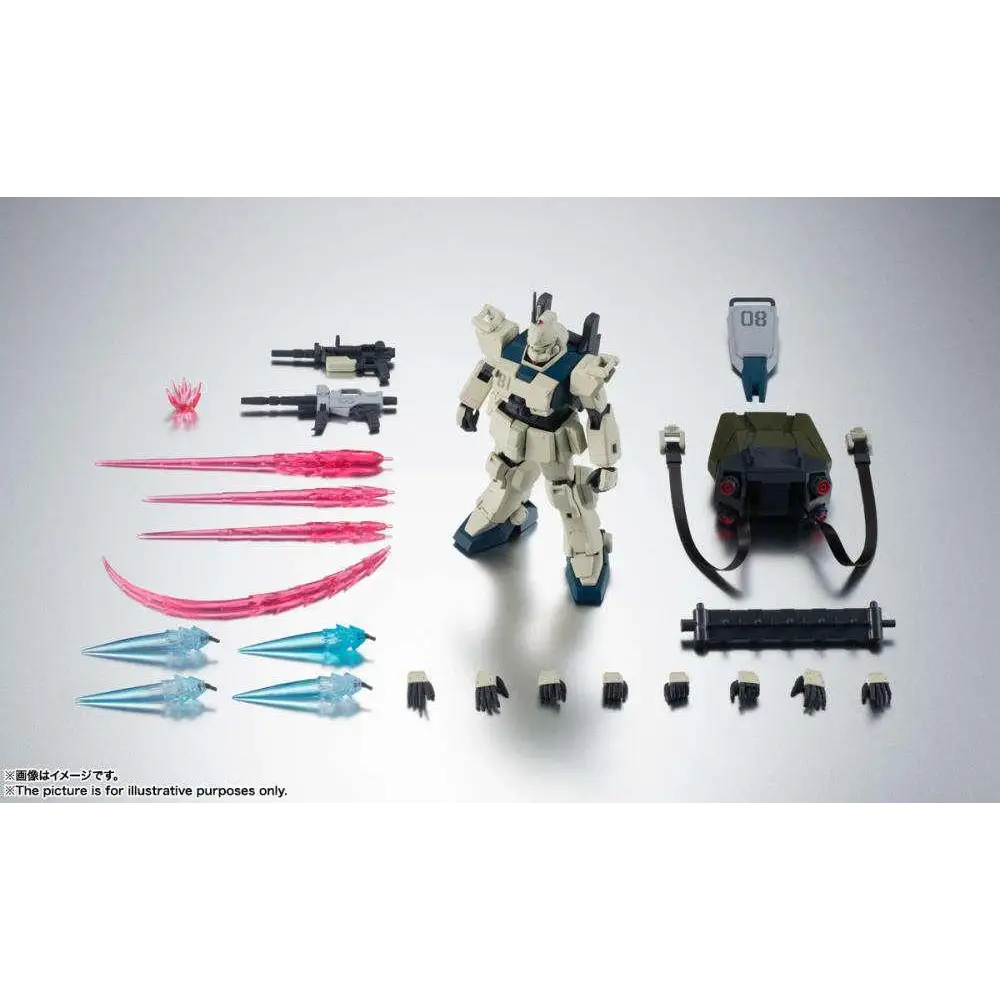 Grå RX-79(G) Ez-8 Gundam Ez-8 Ver. Anime-modell i dynamisk pose