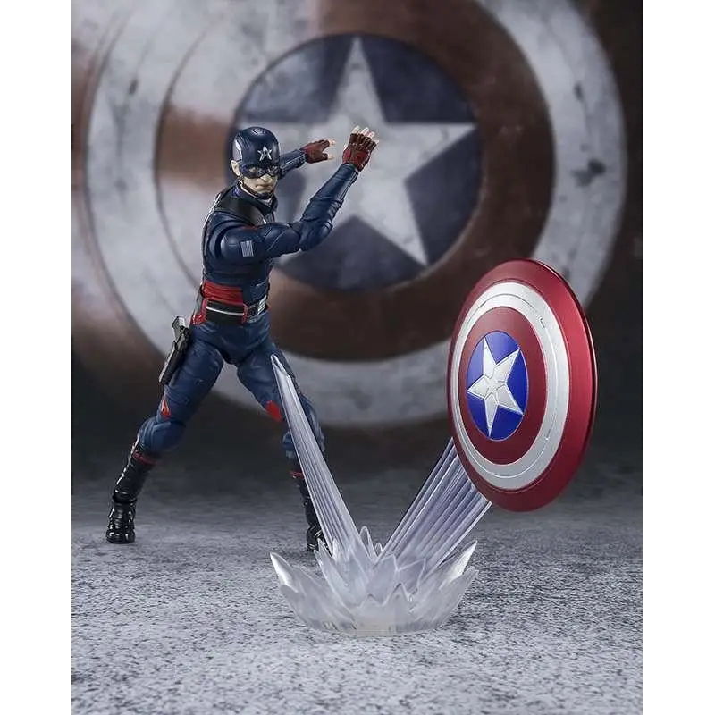 S.H.Figuarts Captain America John F. Walker-figur i dynamisk pose med sköld