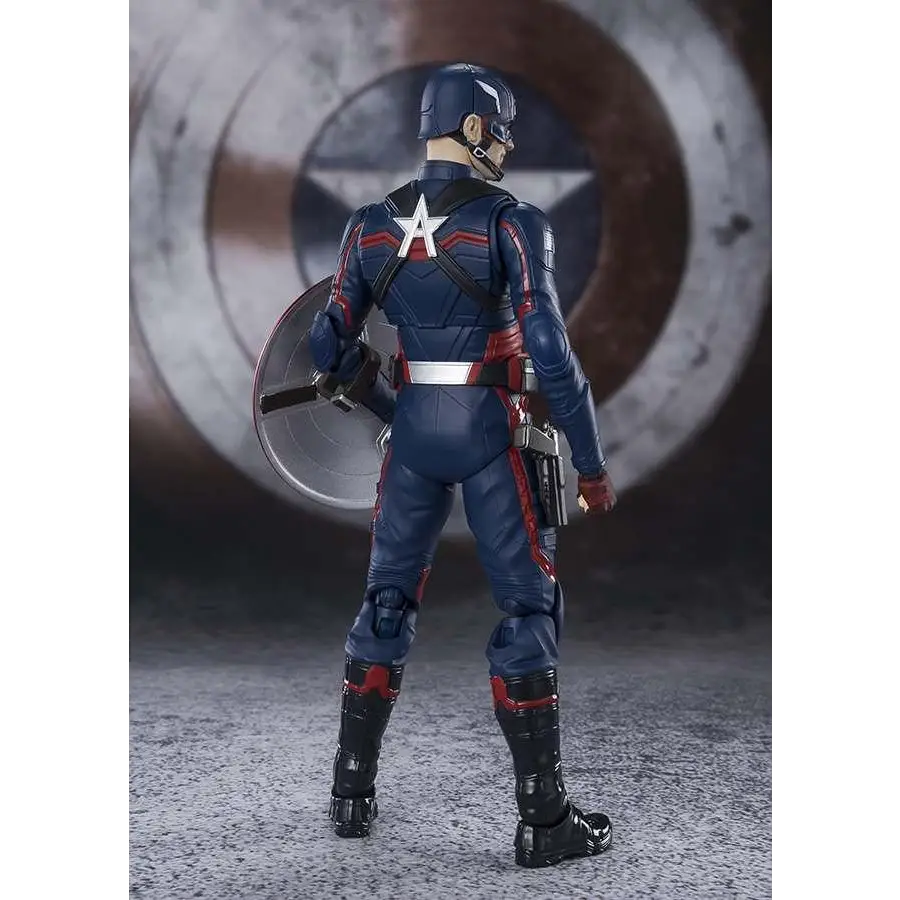 S.H.Figuarts John F. Walker Captain America-figur med sköld, blå-röd rustning och silverstjärna