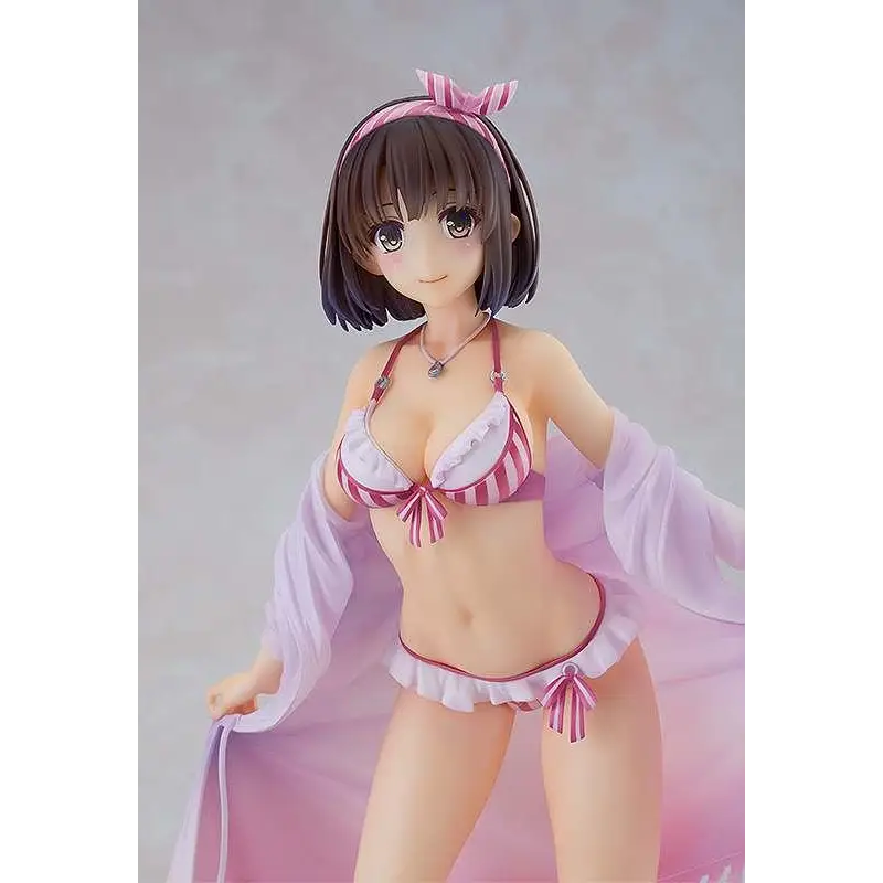Saekano Megumi Kato-figur i detaljerad rosa bikinitröja med lavendelrock