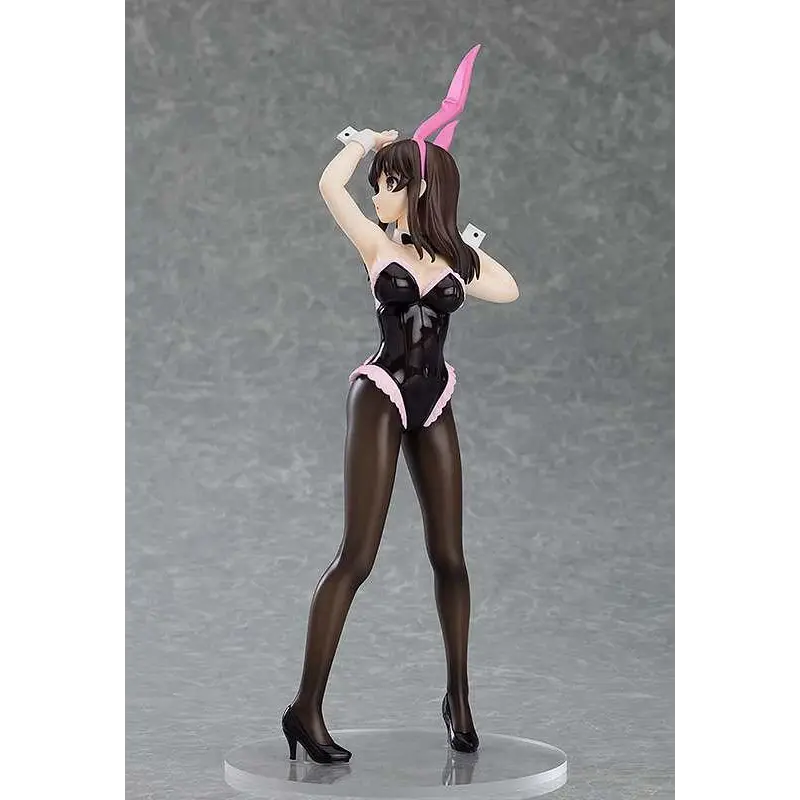 Saekano Megumi Kato svartrosa kaninfigur i glansig bodysuit med spets