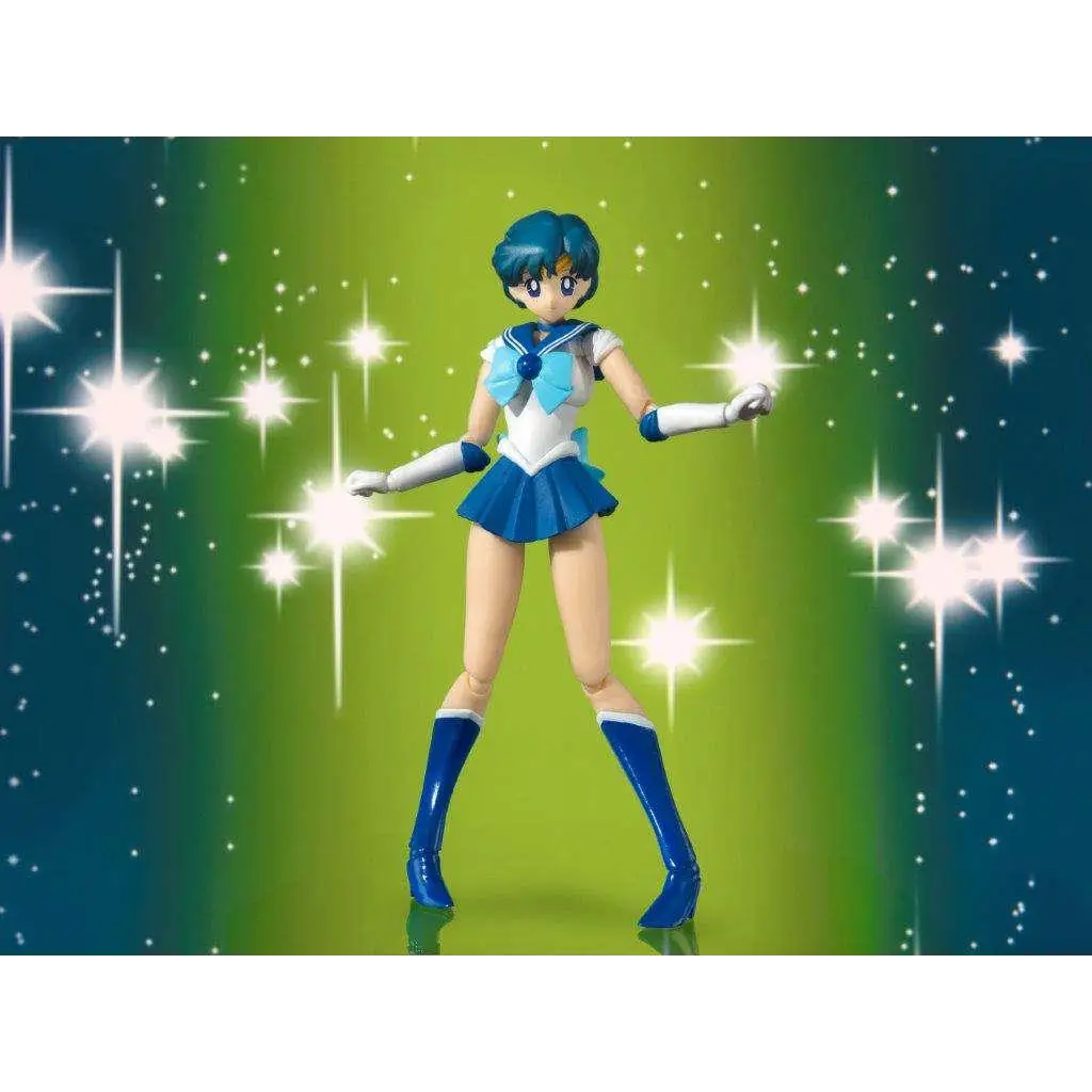 Sailor Mercury SH Figuarts action figure i blått hår och marin uniform