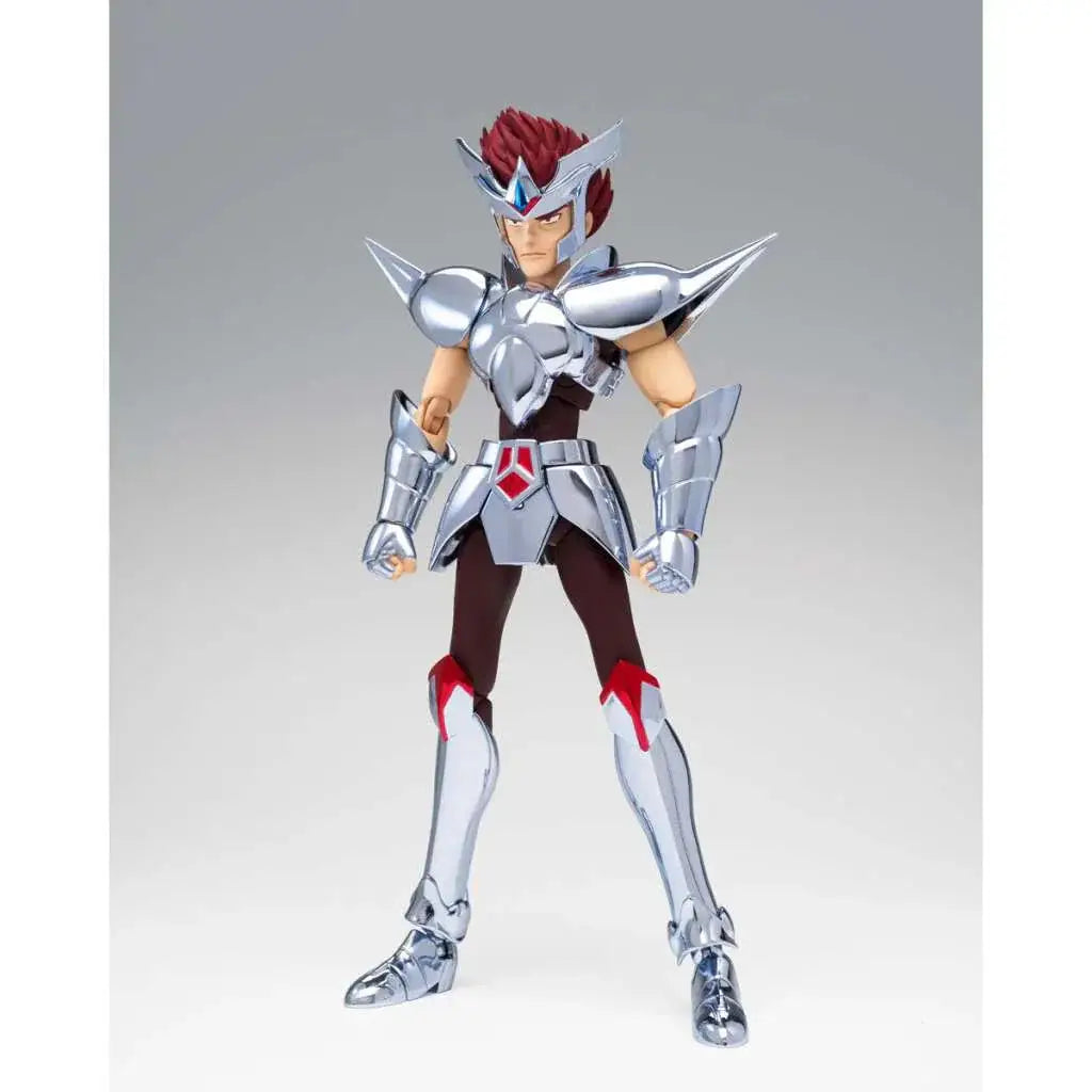 Saint Cloth Myth Centaurus Babel: silver och röd rustad actionfigur med vassa, vinklade former och detaljerad metallfinish