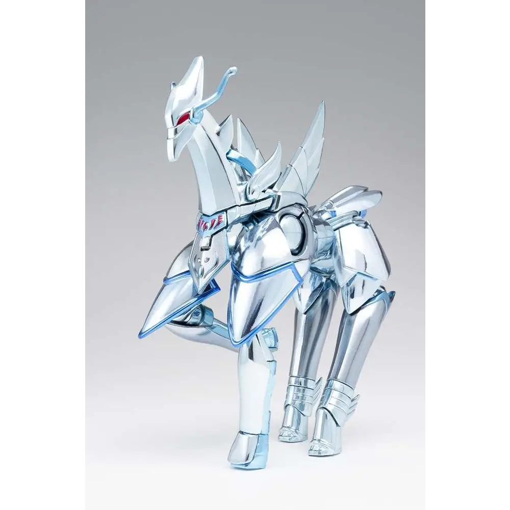 Silver and blue metallic pegasus figurine with red eyes from Saint Seiya