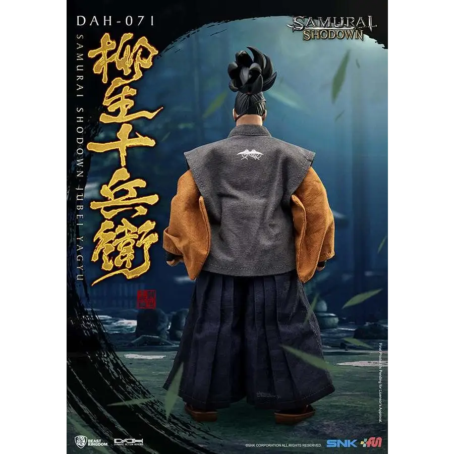 Grå och brun samuraifigur Jubei Yagyu i traditionell klädsel med topknot