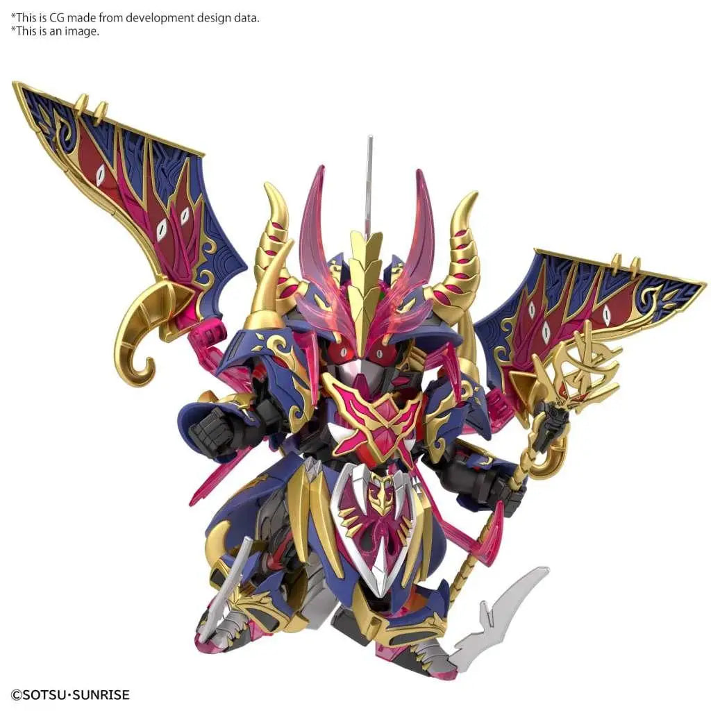 Ornerad actionfigur med guld- och blå rustning, rosa accenter, SDW Heroes Warlock Aegis Gundam byggsats
