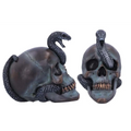 Mörkgrå och bronsfärgade dödskallor med slingrande ormar från Serpentine Fate Gothic Snake Skull