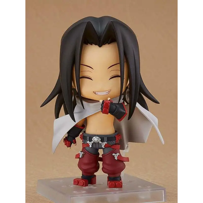 Chibi Shaman King Hao Nendoroid-figur med svart hår och röd-grå rustning