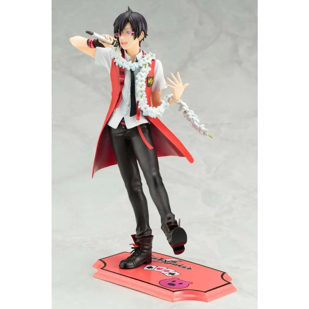 Shiki Iseya ArtFX J-statyett: animefigur med svart hår och rosa glasögon