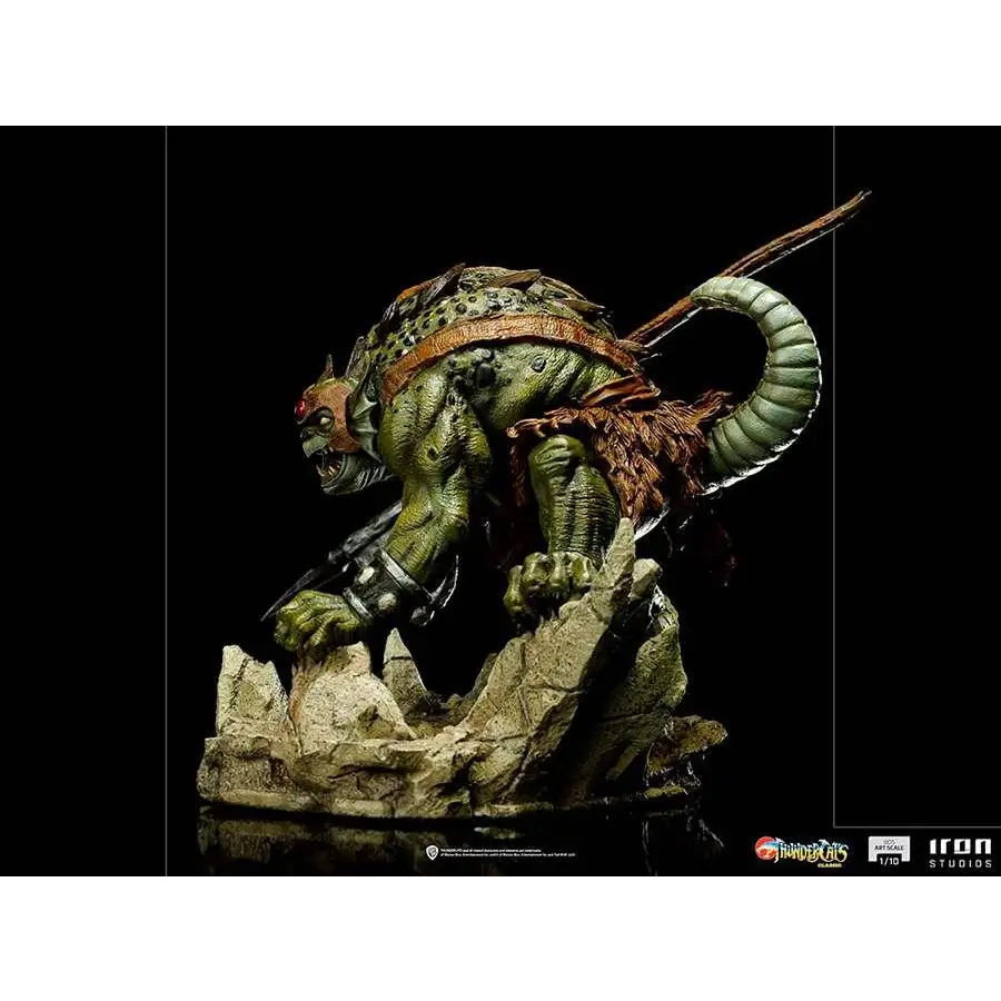 Grön texturerad monsterg Statue Slithe ThunderCats BDS Art Scale 1/10 med lockigt svans och bruna läderremmar
