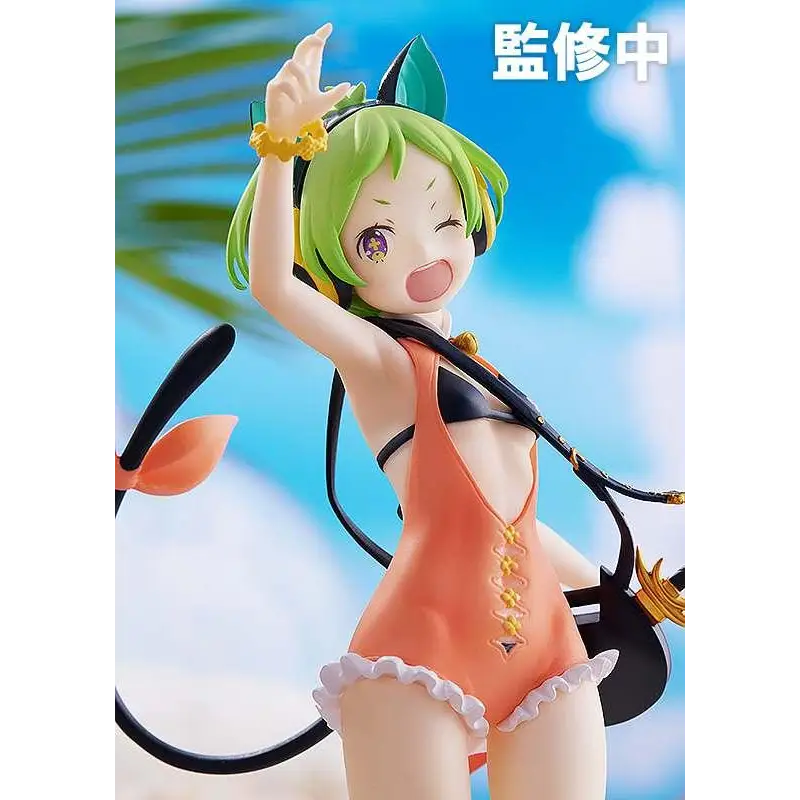 Cheerful Arsnotoria Mel Cat King anime figurine in orange swimsuit