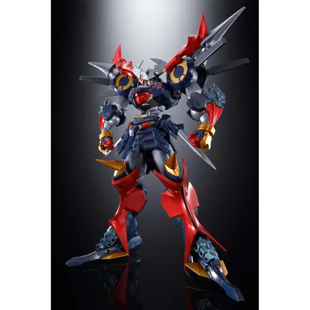 Röd och blå rustad robotfigur med gulddetaljer, GX-46 Dygenguar & Aussenseiter