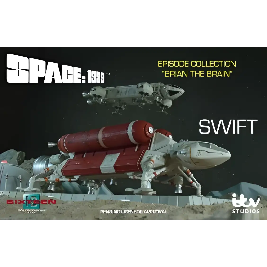 Swift rymdskepp från Space 1999, silverrött die cast-modell