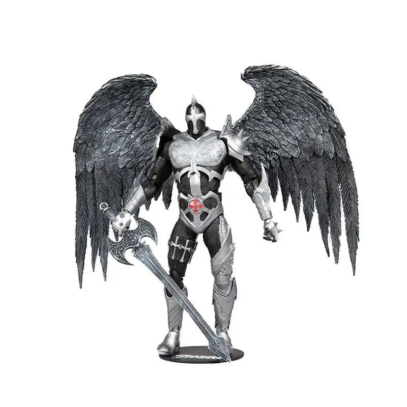 Svart och silver Spawn Dark Redeemer-figur med fjäderade vingar och svärd