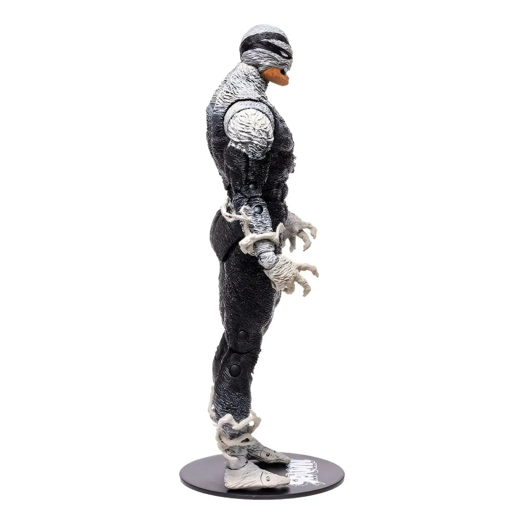 Svart och grå texturerad Spawn the Haunt 7-tums actionfigur med vita bandage runt huvud, armar och ben