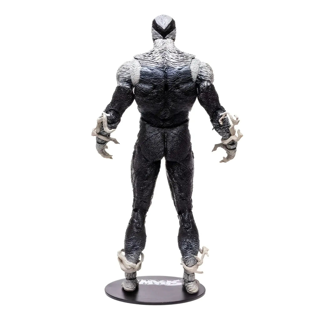Svart och silverfärgad texturerad Venom-actionfigur på rund bas från Spawn the Haunt 7-tums-figur