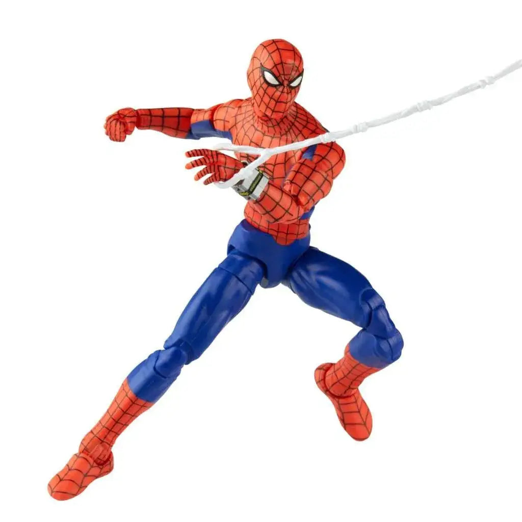 Röd och blå Spider-Man-figur med klassiskt nätmönster, ledade leder och detaljerad skulptur för 60-årsjubileum