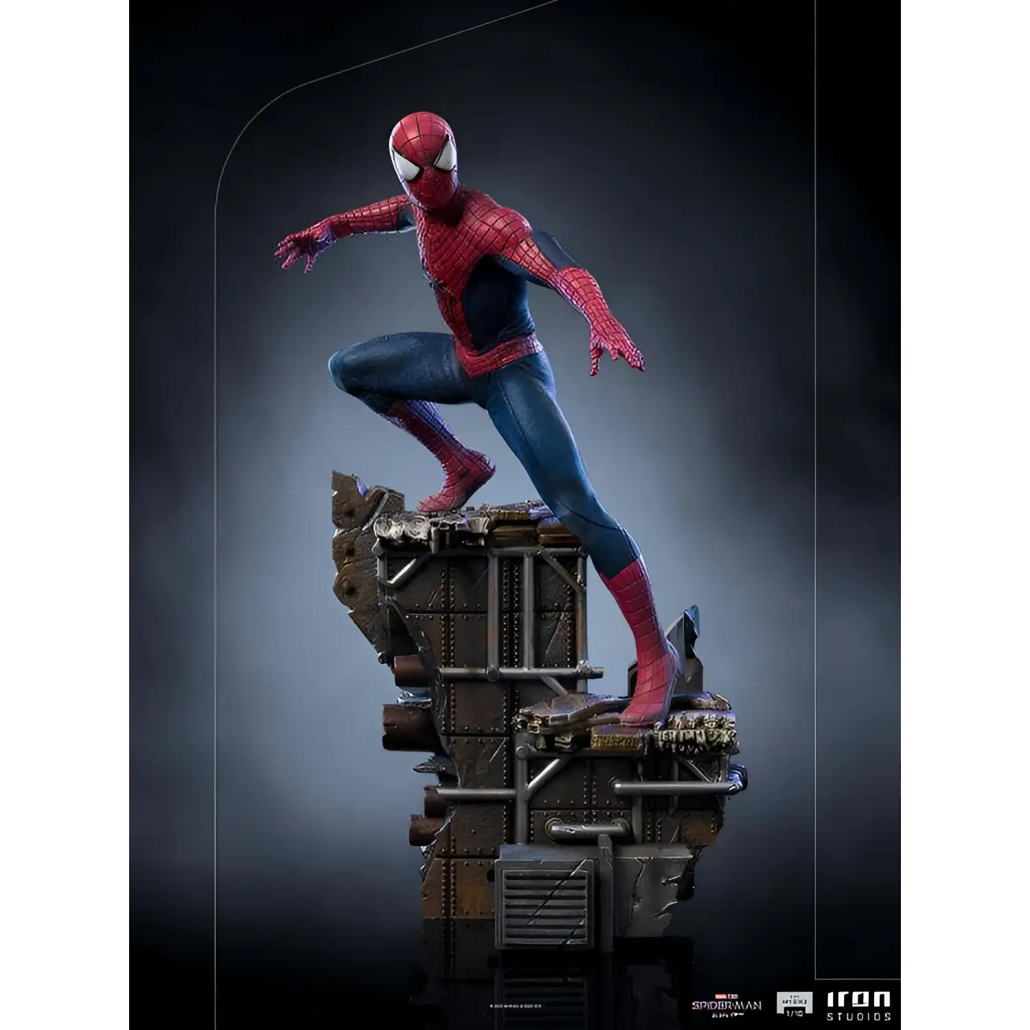 Röd och blå Spider-Man Peter-Three BDS 1/10-statyn i dynamisk pose