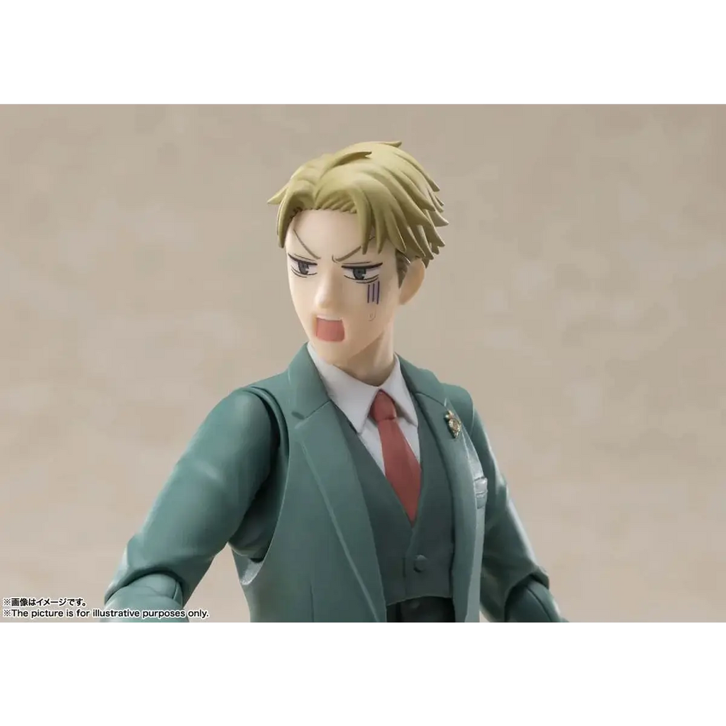 Loid Forger S.H.Figuarts-figur med grön kostym, blond hår och röd slips