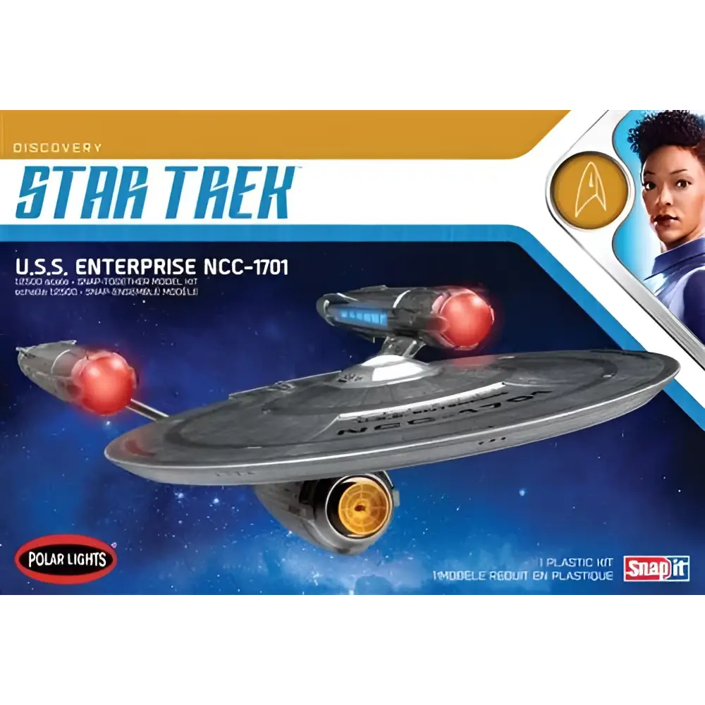 Grå och silver USS Enterprise från Star Trek Discovery, modellbyggsats 1:25