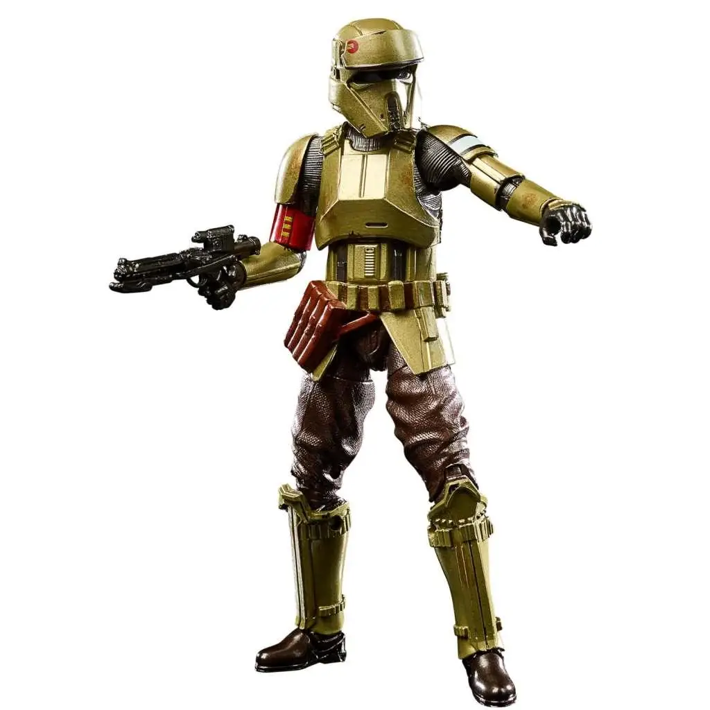 Guldarmrad Shoretrooper-actionfigur med svart blaster från Star Wars