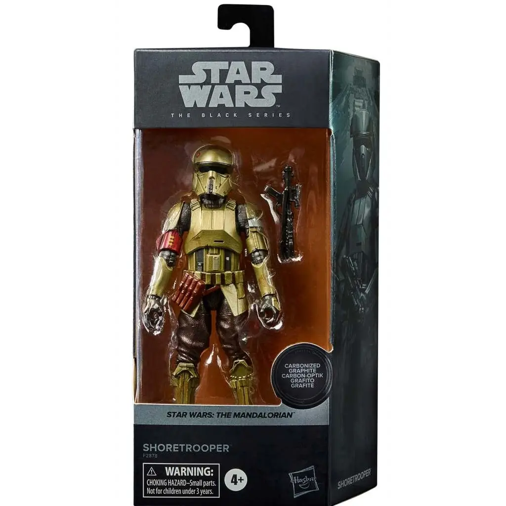 Guldsvart rustad shoretrooper actionfigur från Star Wars: The Mandalorian