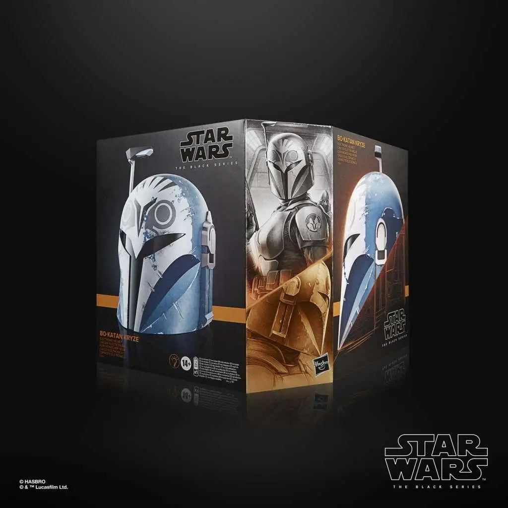 Bo-Katan Kryze elektronisk hjälm i silver, blått och svart från Star Wars