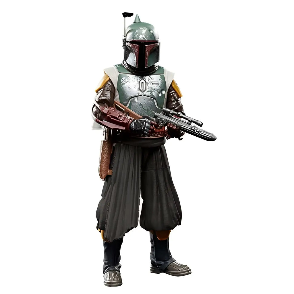 Detaljerad Boba Fett actionfigur i grön-röd rustning med blaster, Jedi Ruins Tython