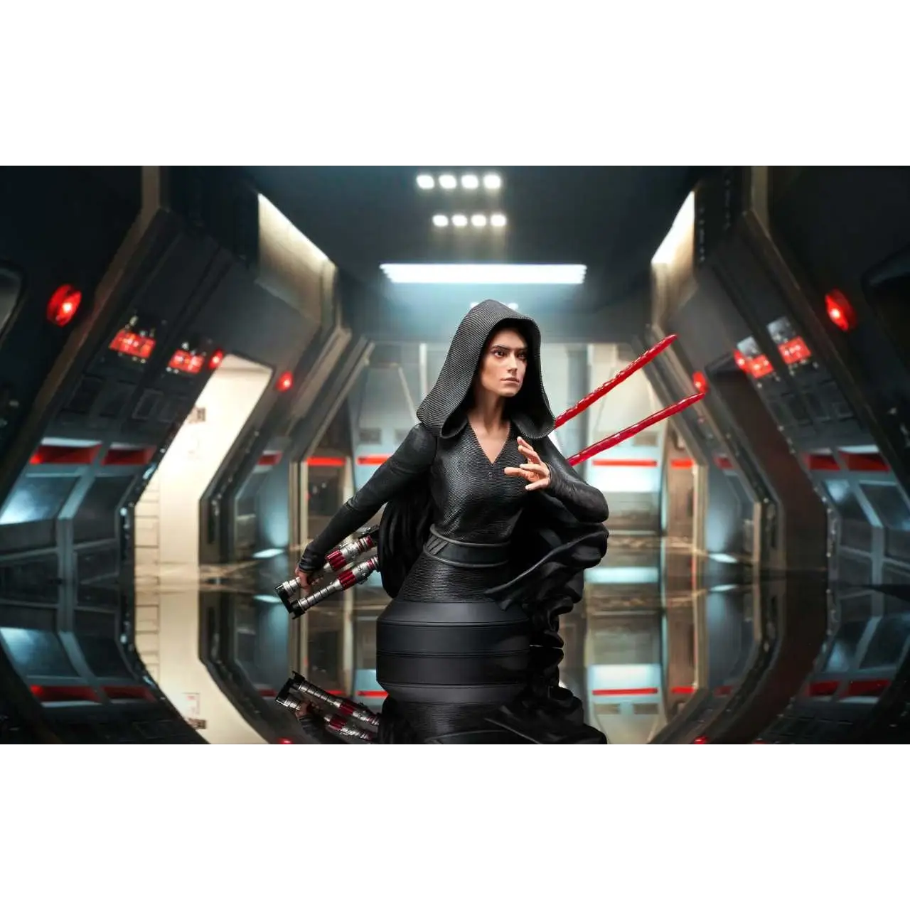 Svart huva med matt textur och lagerdesign för Star Wars Ep9 Dark Rey NYCC 1/6-byst