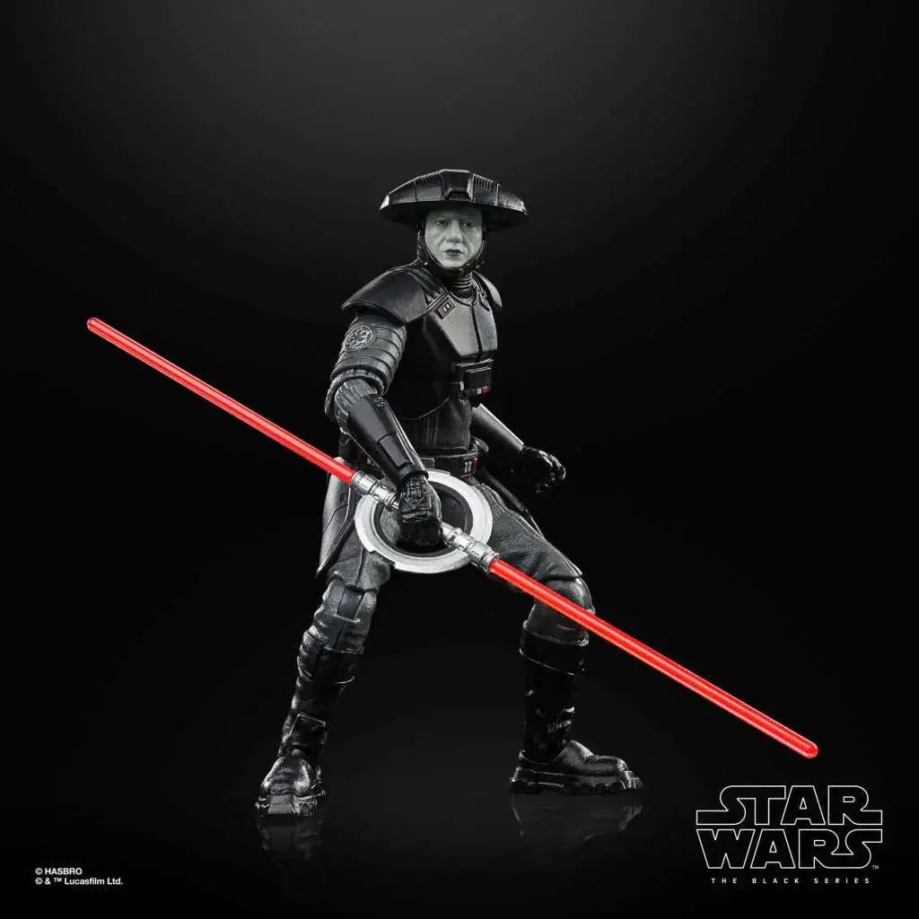 Svart rustad Star Wars-figur Fifth Brother med röd ljussabel från Black Series