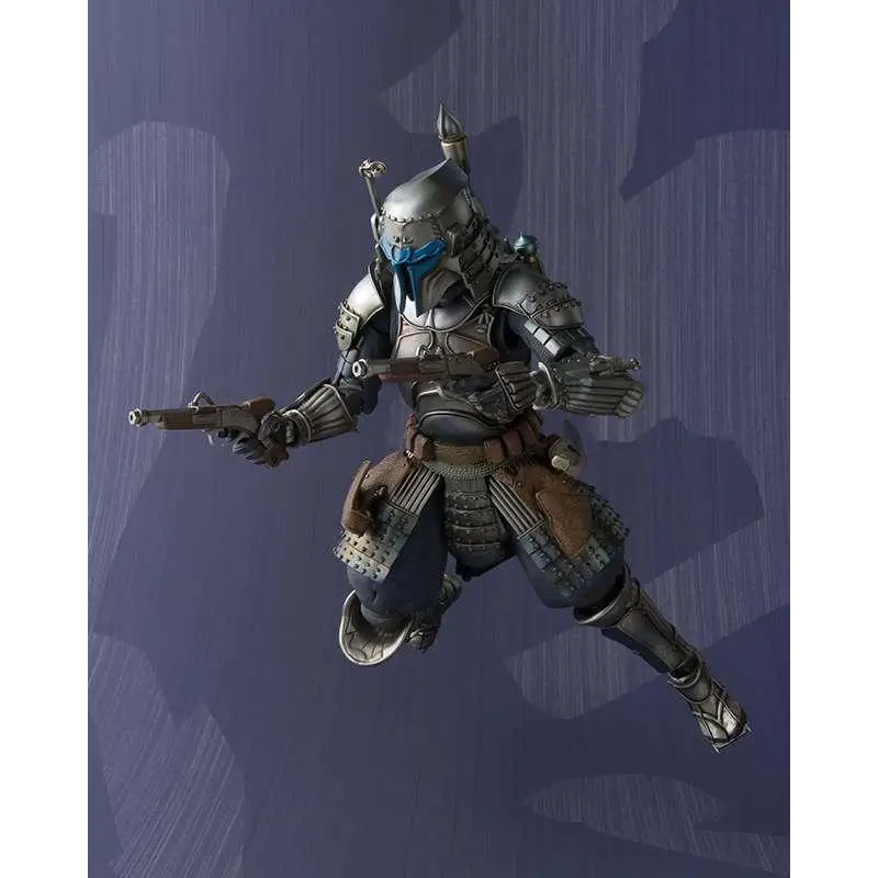Silver and blue Mandalorian Jango Fett Ronin AF figur med detaljerad rustning och hjälm