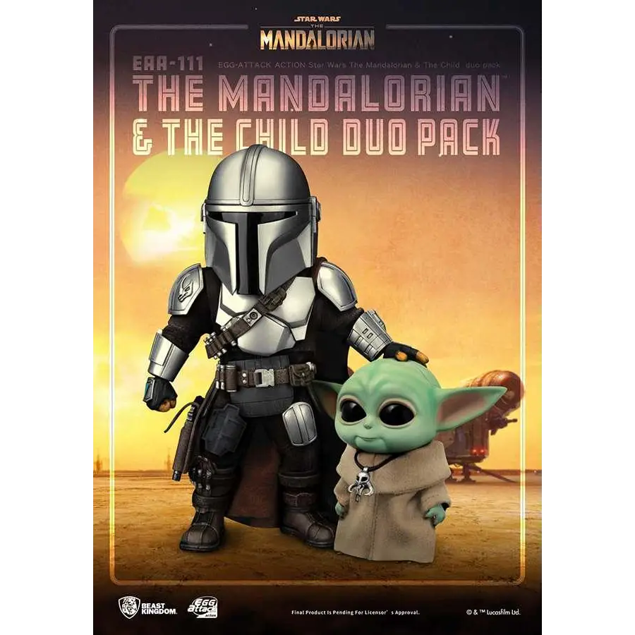 Chibi Mandalorian och Grogu actionfigurer i Star Wars-duo