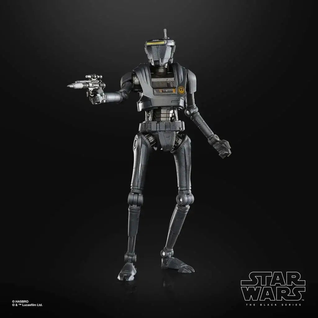 Svart och grå rustad droidfigur från Star Wars The Black Series