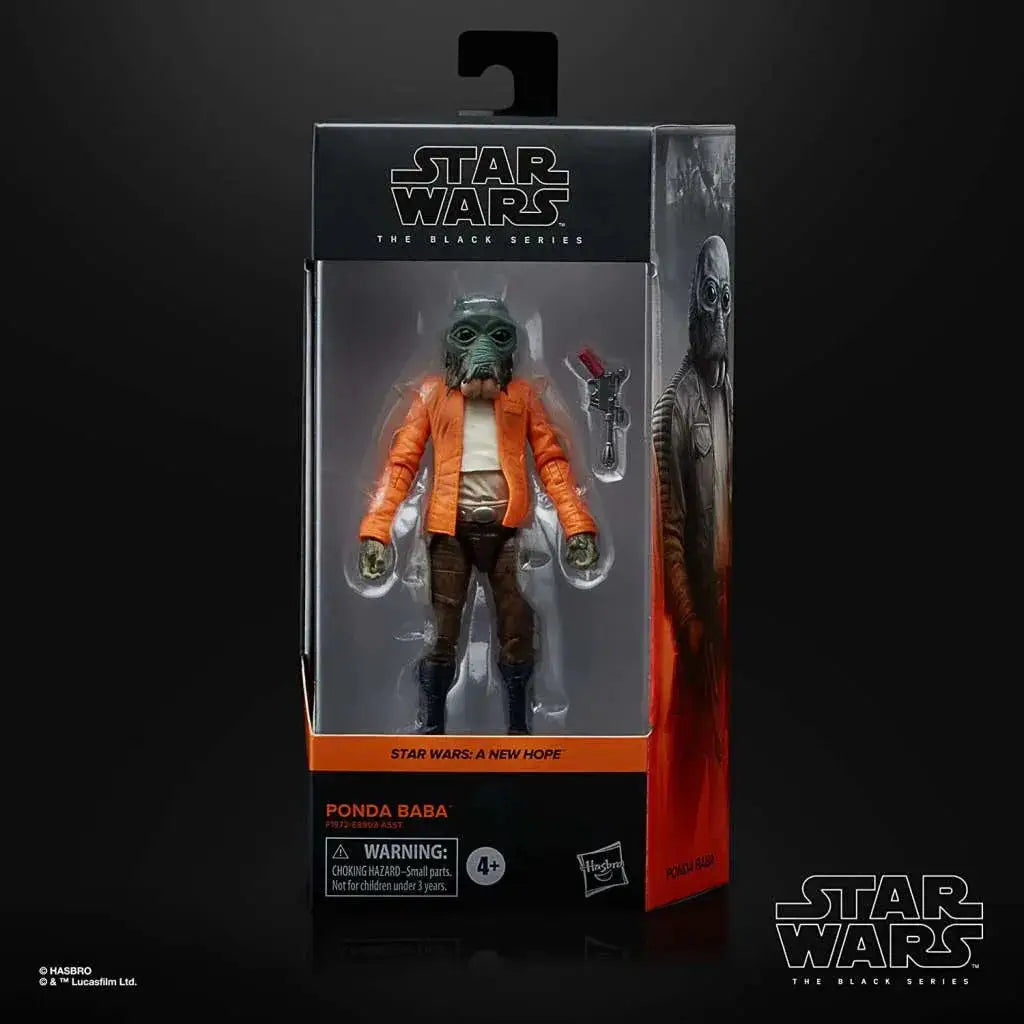 Star Wars Ponda Baba actionfigur i orange jacka och bruna byxor, svart serie-förpackning
