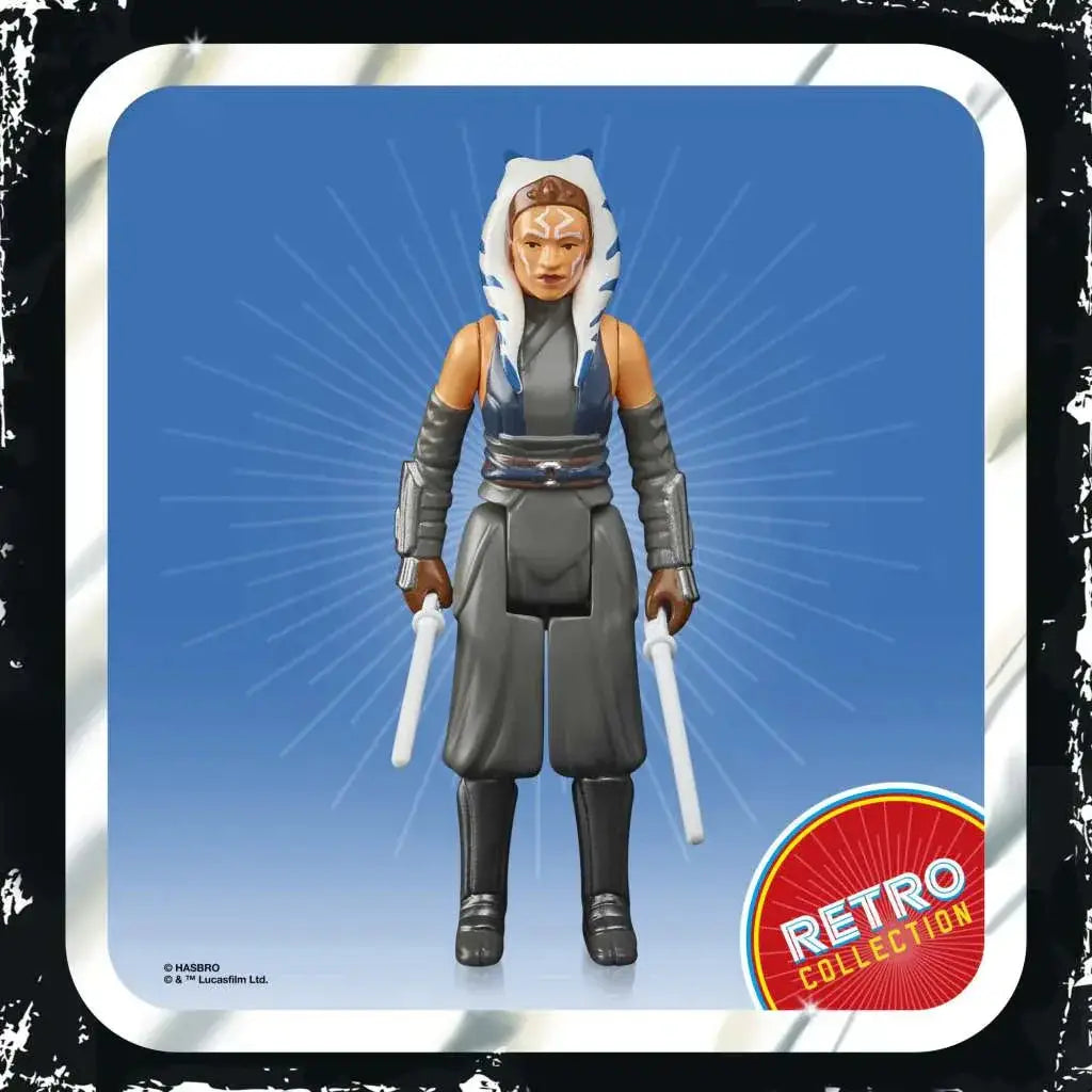 Ahsoka Tano retro actionfigur i grå blå kläder med vit huvudduk