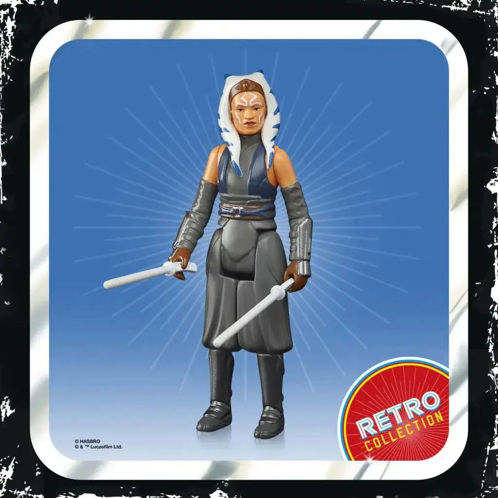 Ahsoka Tano Star Wars Retro Collection Hasbro actionfigur i gråblå rustning med vit huvudduk