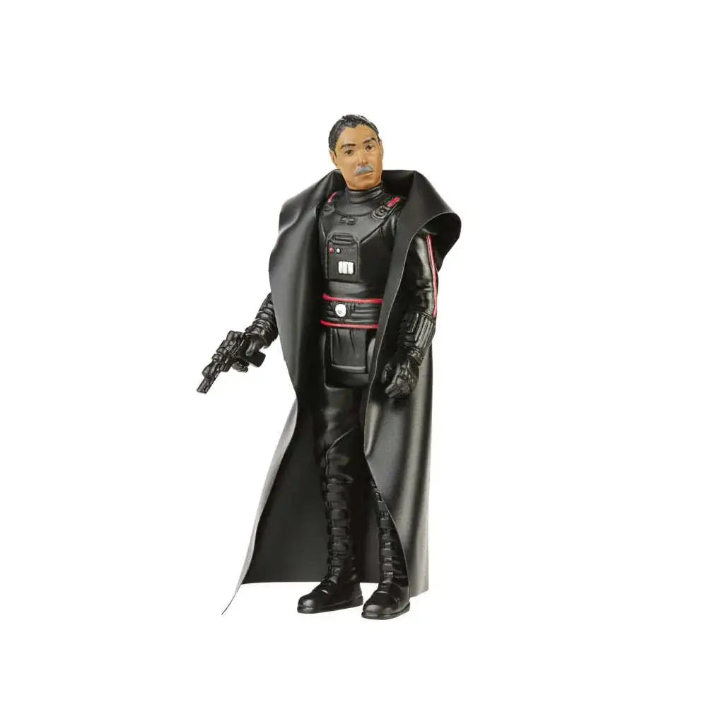Svart plastfigur av Moff Gideon i mantel och rustning med blaster, Star Wars Retro Collection