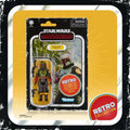 Retro Mandalorian Boba Fett i grön och svart rustning, rödhandskad, i Star Wars-blisterförpackning