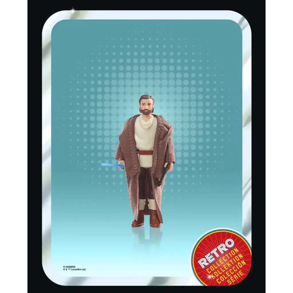Brun bruntexturerad mantel på Star Wars Retro Obi-Wan Kenobi actionfigur med vit tunika och röd bälte