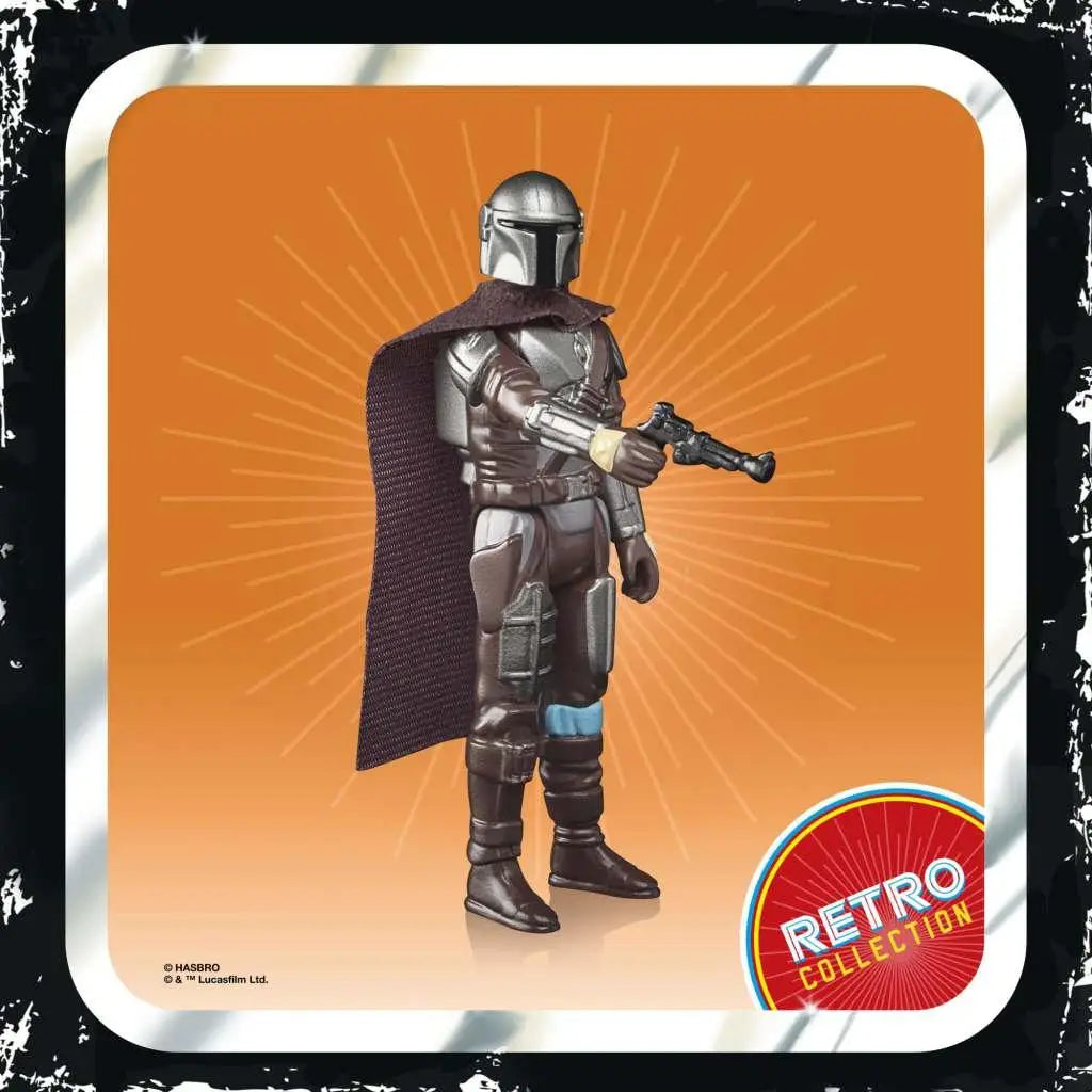 Star Wars Retro The Mandalorian Beskar actionfigur med silverhjälm och rustning