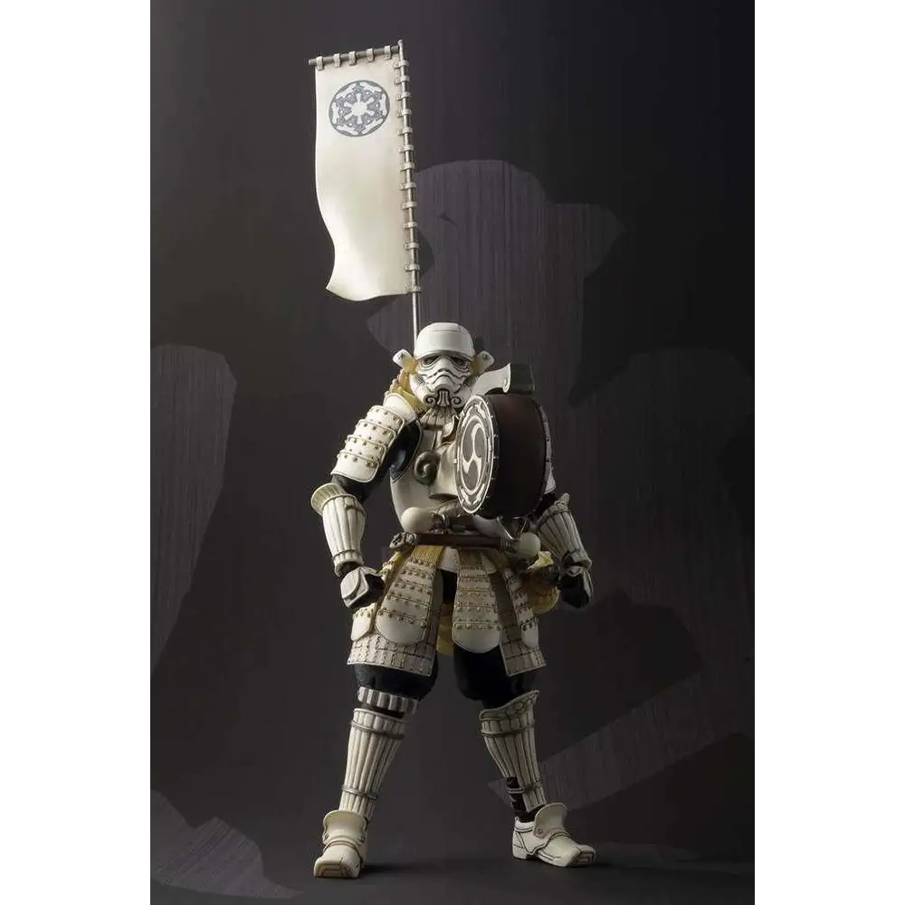 Vit svart Star Wars Taiko Yaku Stormtrooper-samurai med banner